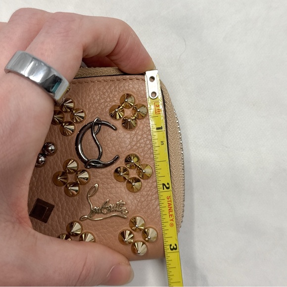 Christian Louboutin Panettone Studded Zip Around Wallet Leather Designer Nude - Picture 11 of 14